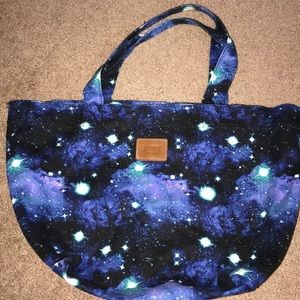 PINK galaxy printed tote bag